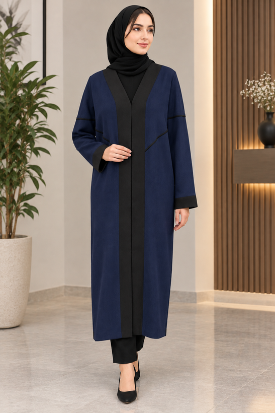 مانتو زنانه مدل عبایی پارچه بزیاق قد 110cm کد 2300