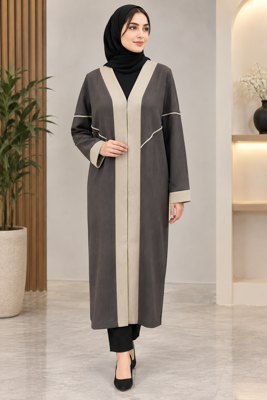 مانتو زنانه مدل عبایی پارچه بزیاق قد 110cm کد 2300