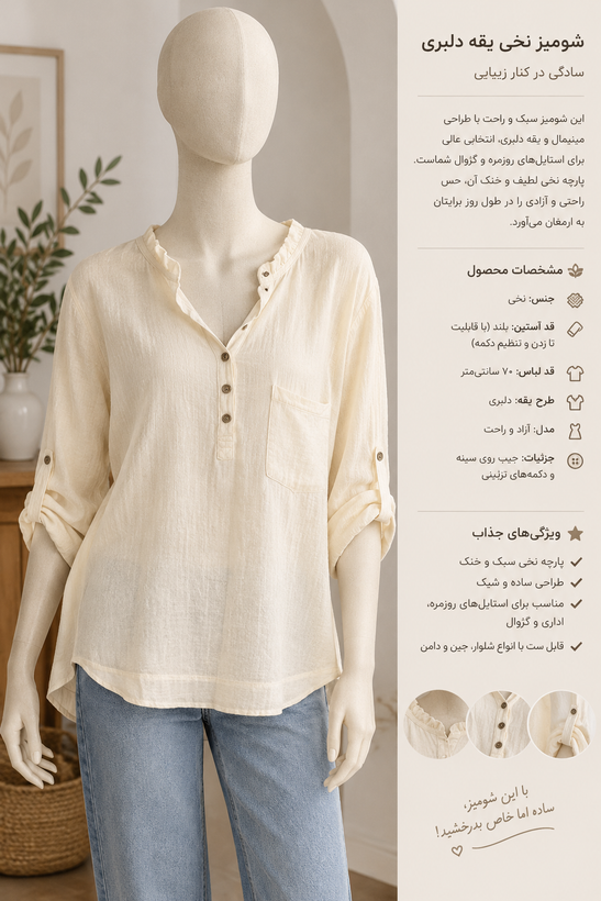 شومیز لینن مدل روسی دام کد ۸۸۵۸