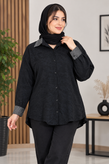 شومیز ساتن زنانه مشکی کد ۸۵۴۵
